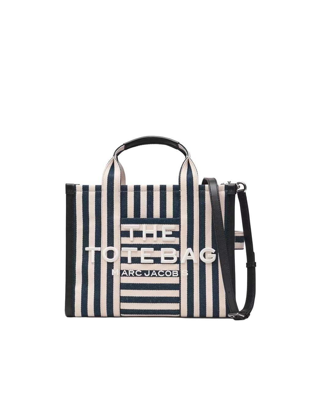 Marc Jacobs Black The Stripe Canvas Medium Tote Bag