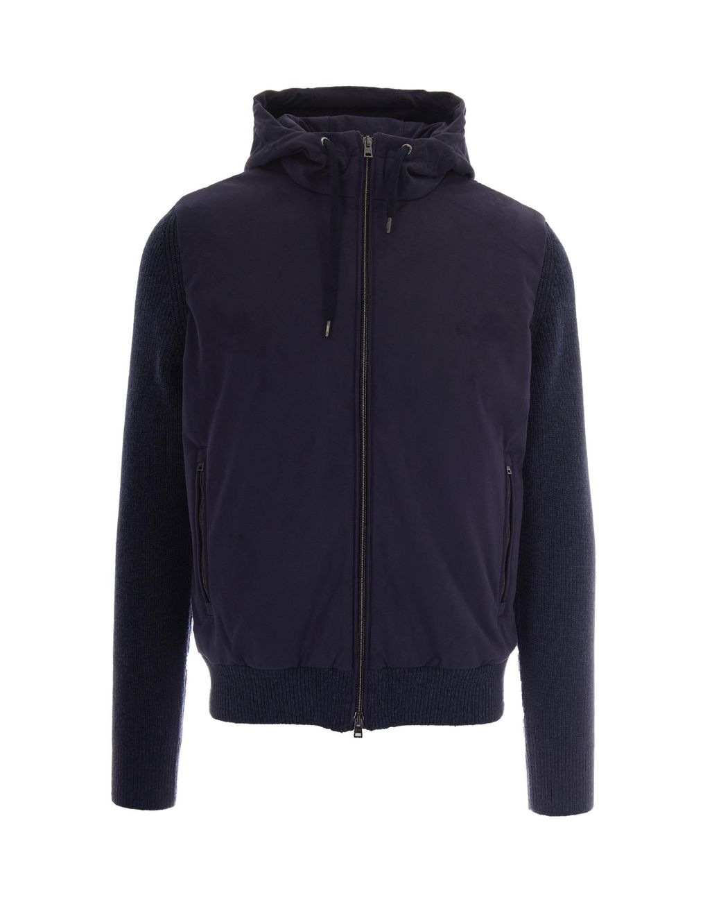 Herno Blue Full Zip Hooded Wool Jacket for men