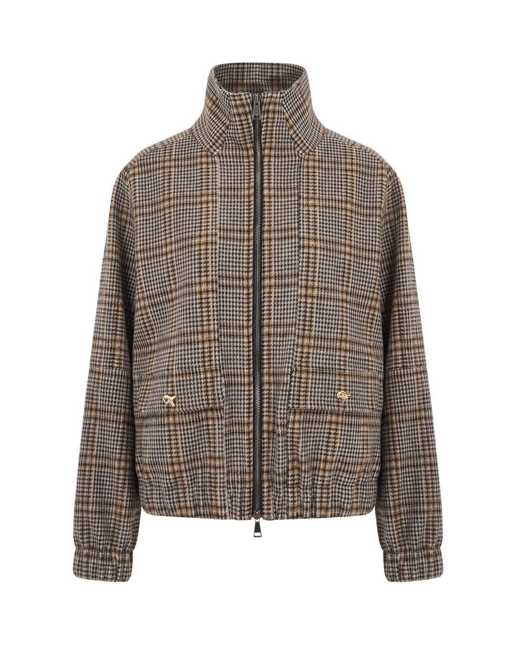 Fabiana Filippi Brown Plaid Zip-Front Jacket