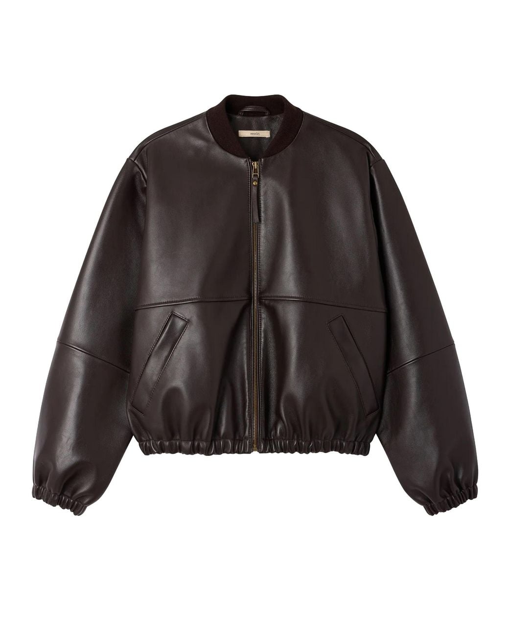 Sessun Black Leather Bomber Jacket