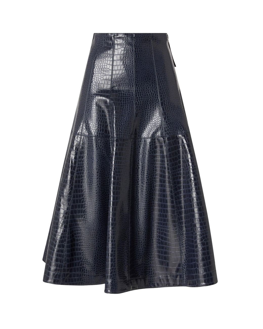 Pinko Blue Croc-Embossed A-Line Skirt