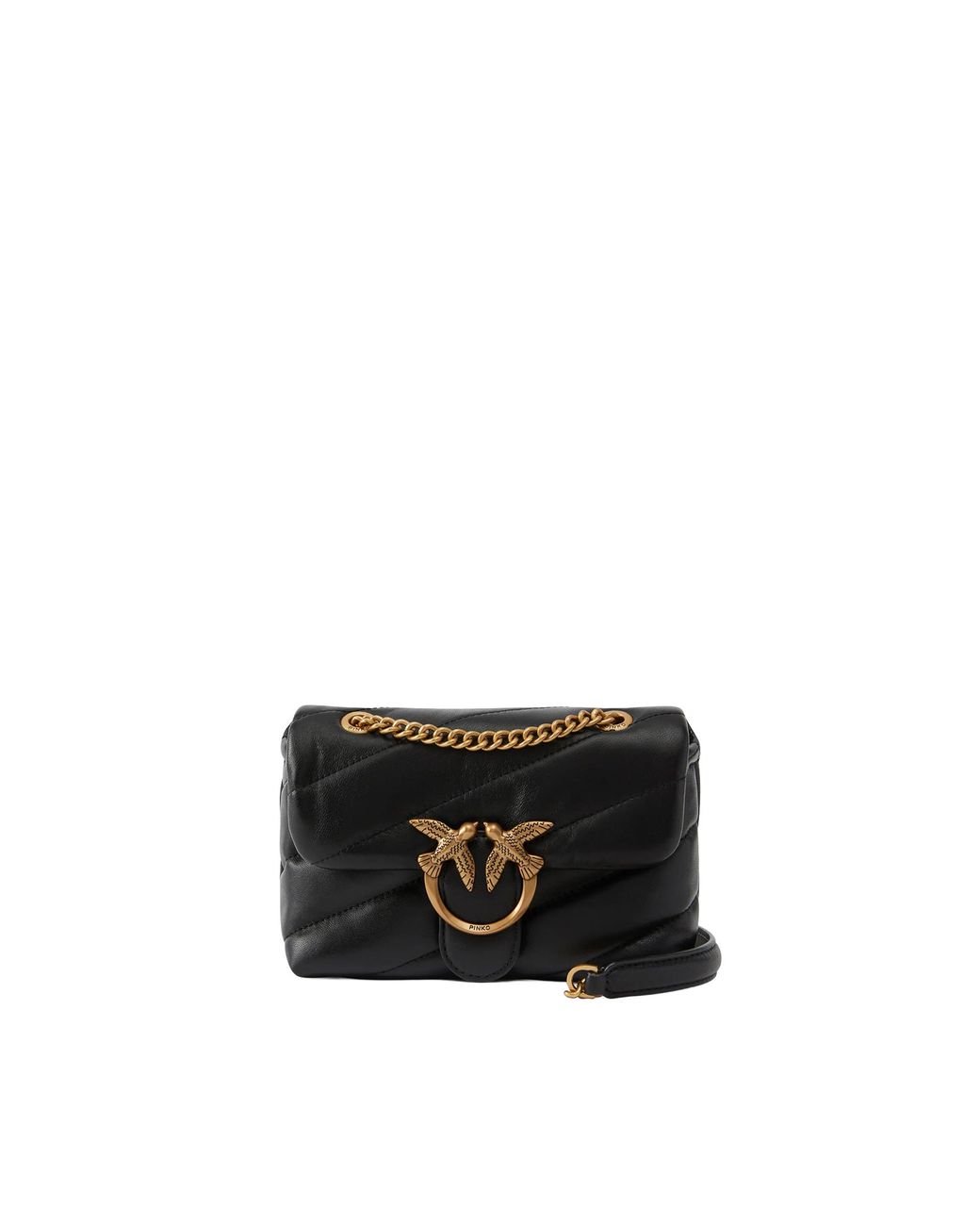 Pinko Black Quilted Leather Crossbody Bag