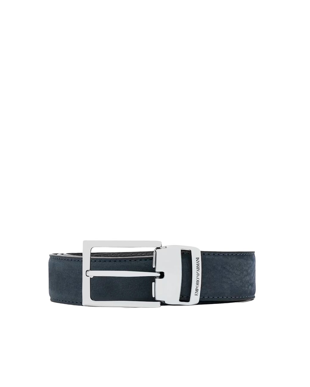 Emporio Armani Blue Iconic Nubuck Leather Belt for men