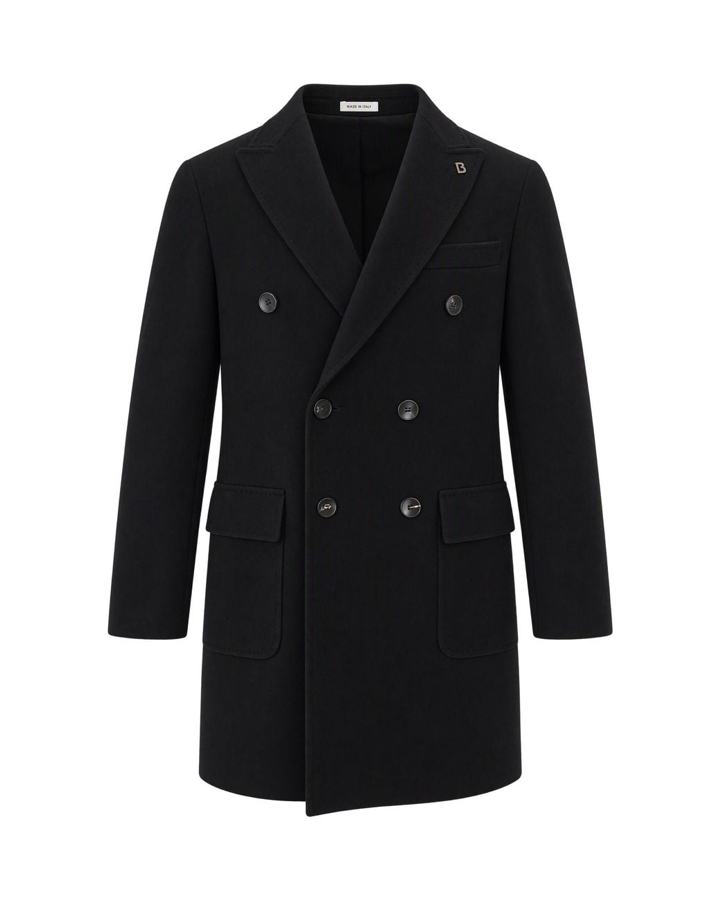 BRERAS Milano Black Cappotto Doppiopetto Con Martingala Nero for men