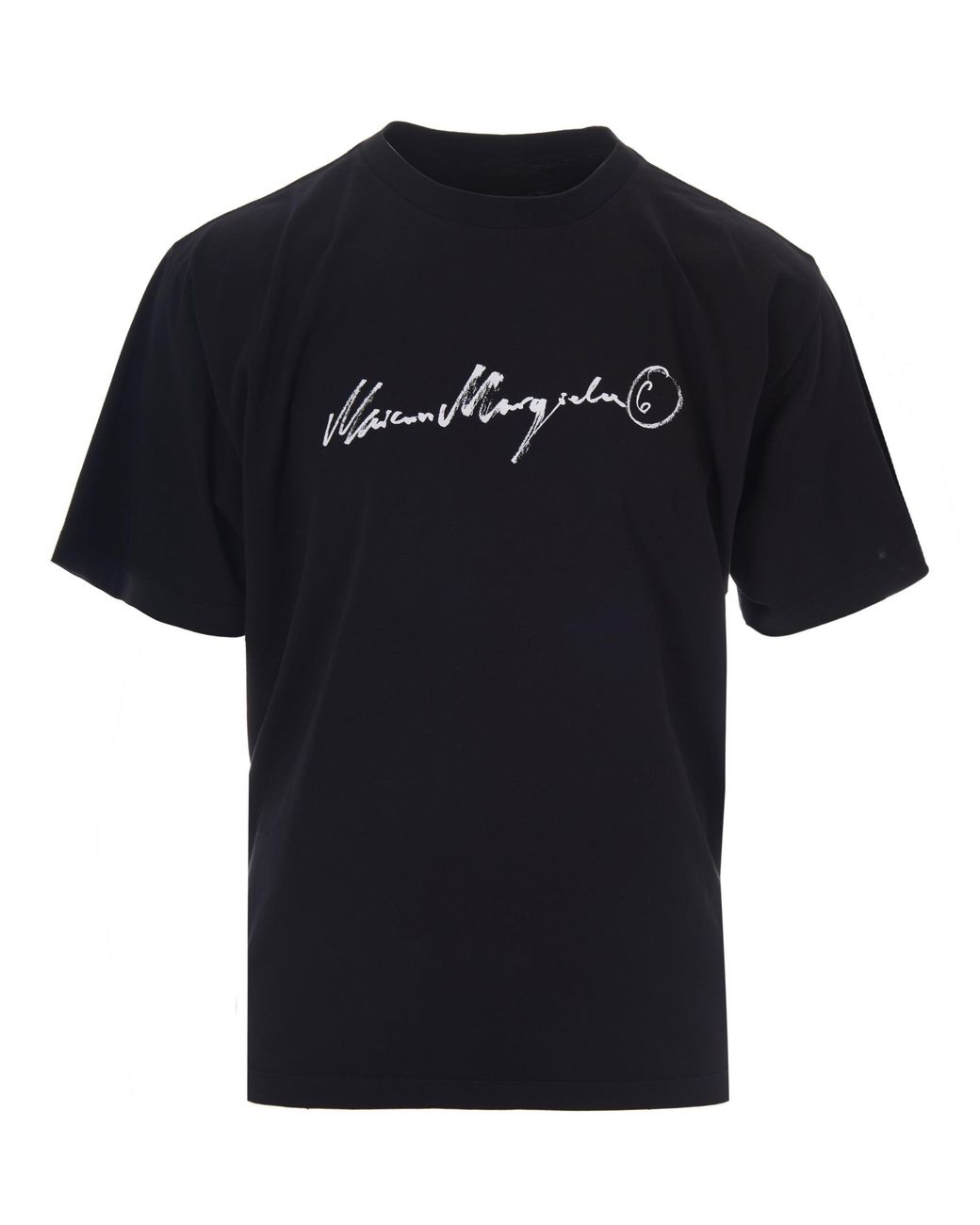 MM6 by Maison Margiela Black T-Shirt Painted Logo for men