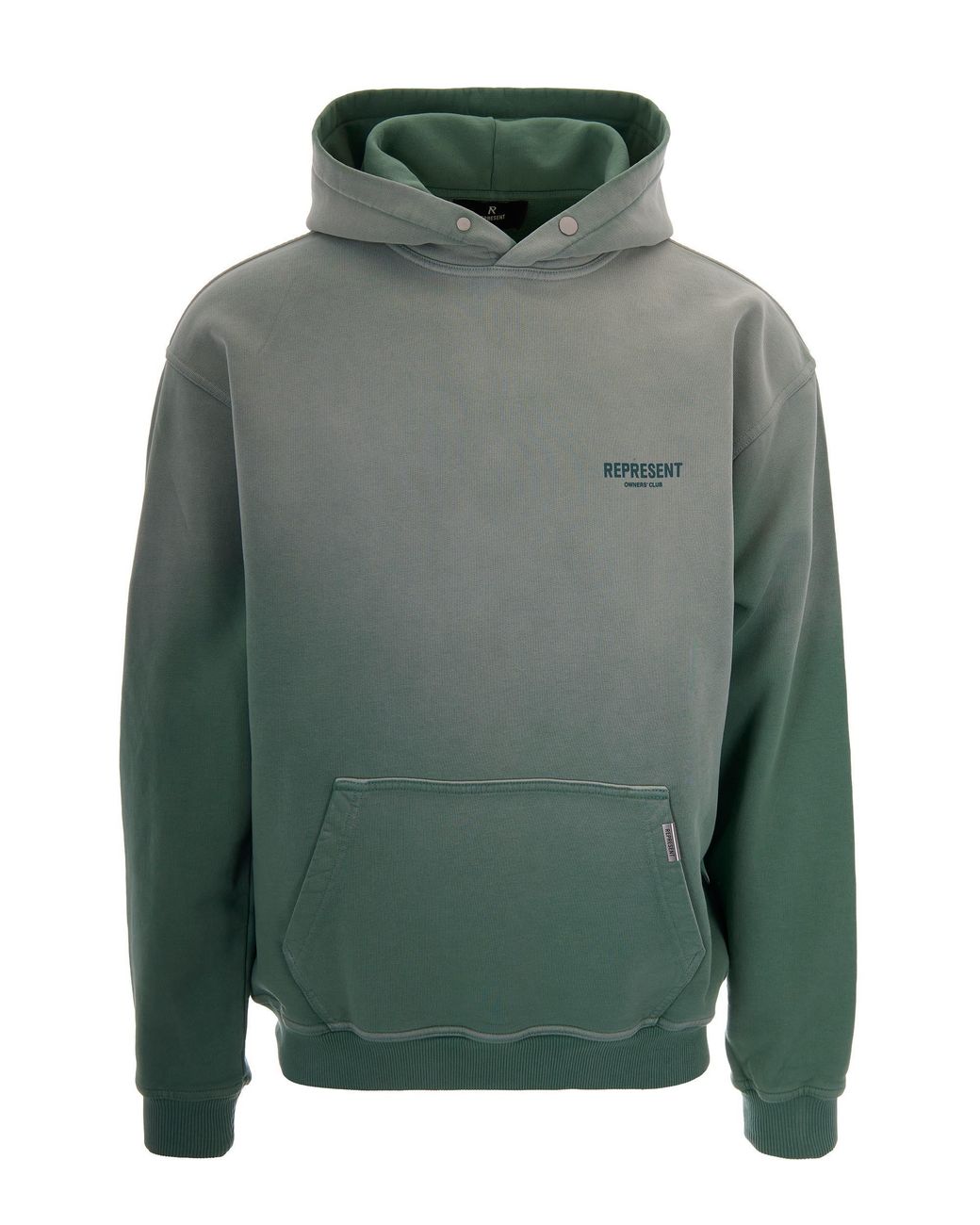 Represent Green Gradient Effect Cotton Sweatshirt With Maxi Logo for men