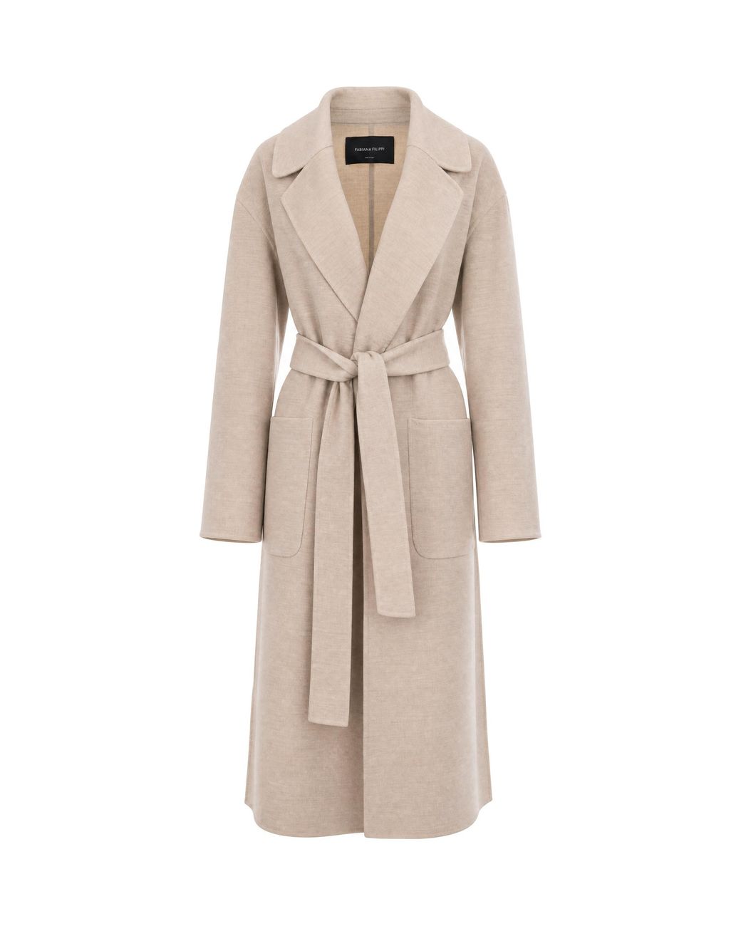 Fabiana Filippi Natural Belted Long Wool Coat