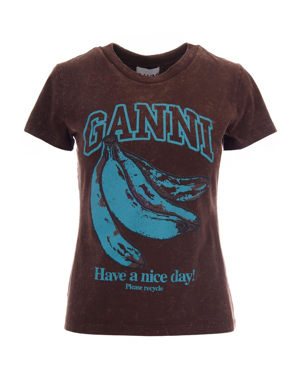 Ganni Black Graphic Short Sleeve T-Shirt
