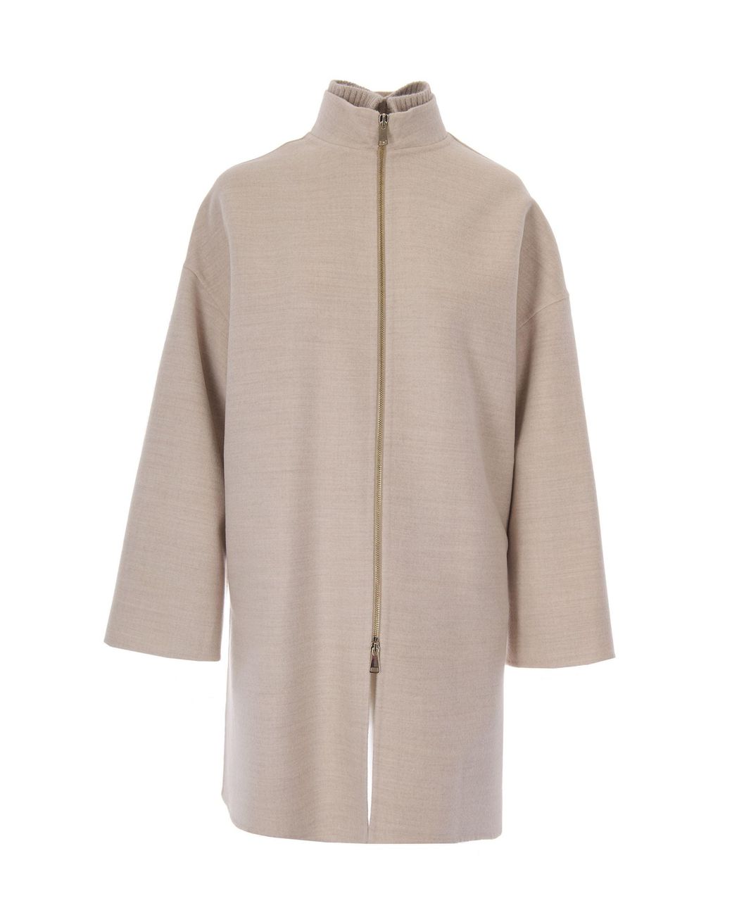Fabiana Filippi Natural Caban Coat Double Di Lana Virgin Wool Casha'