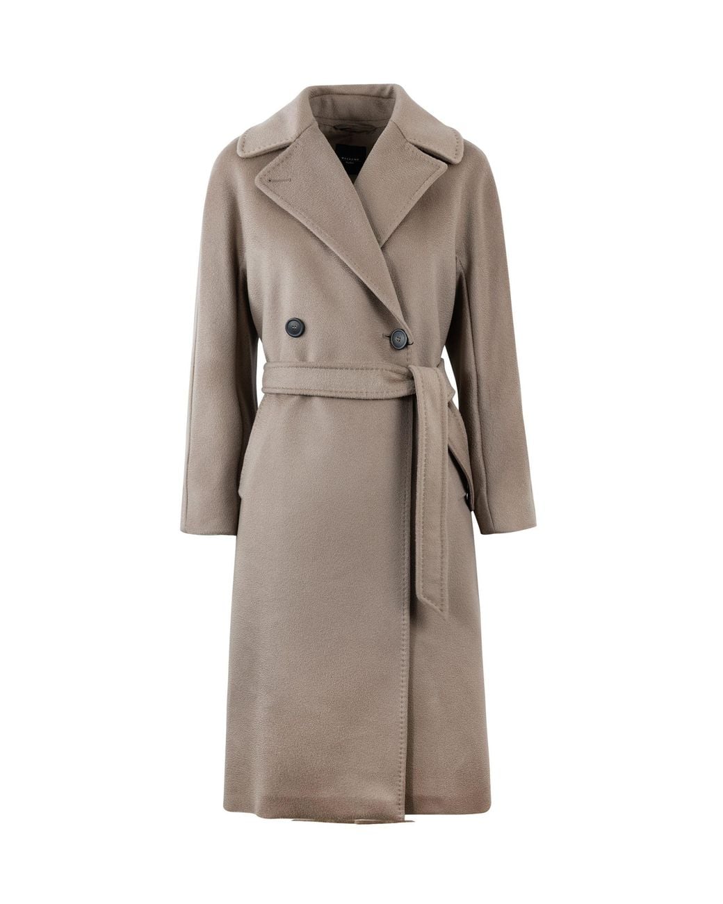 Weekend by Maxmara Natural Double-Breasted Belted Wool Coat