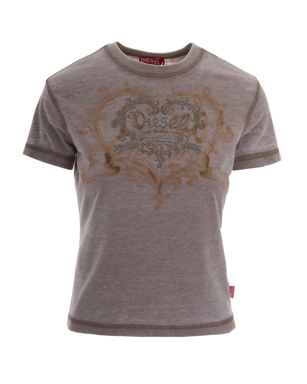 DIESEL Gray Graphic Crew Neck T-Shirt