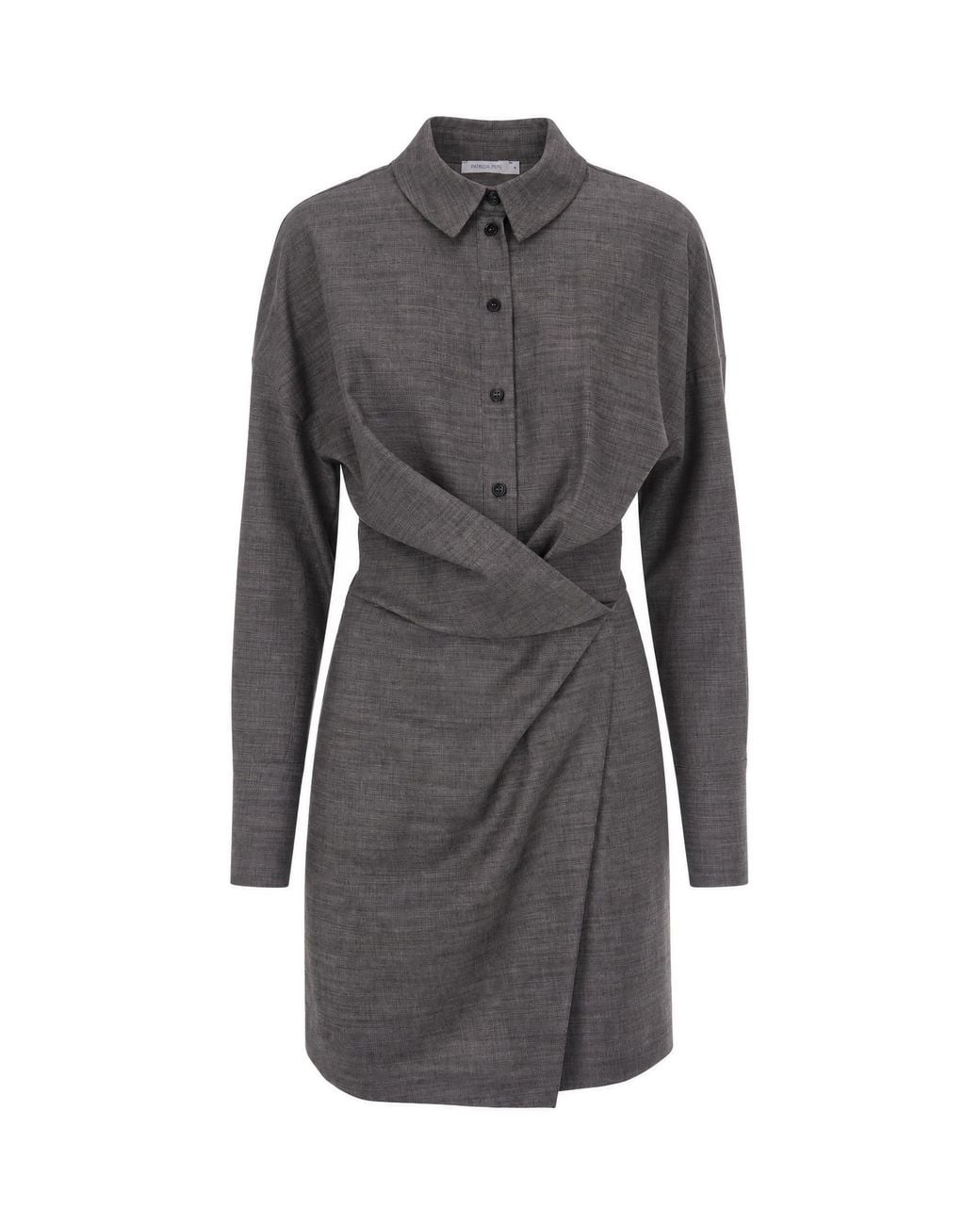 Patrizia Pepe Gray Melange Lyocell-Blend Chemisier Mini Dress