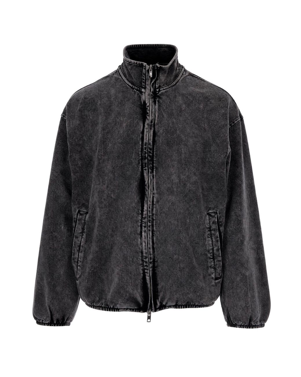 DIESEL Black Washed Charcoal Cotton Denim Bomber Jacket for men