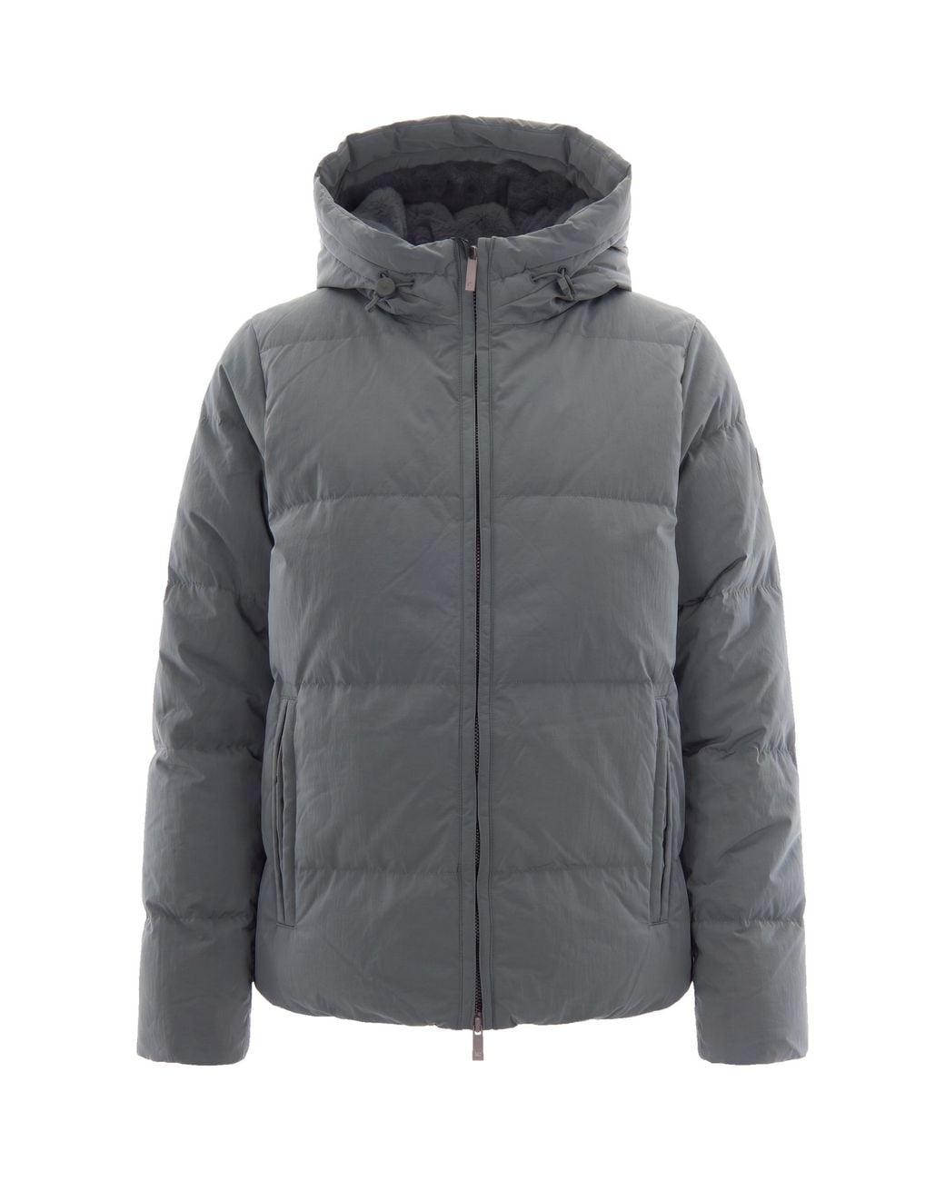 K-Way Gray Piumino Shiny Nylon Fur Balsam