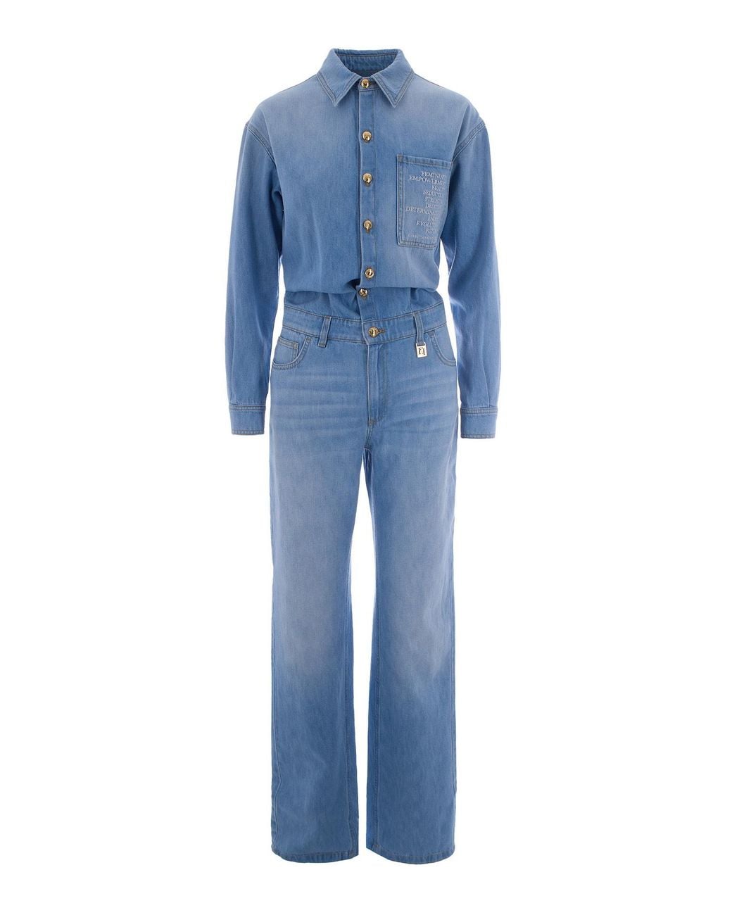 Elisabetta Franchi Blue Light Denim Jumpsuit