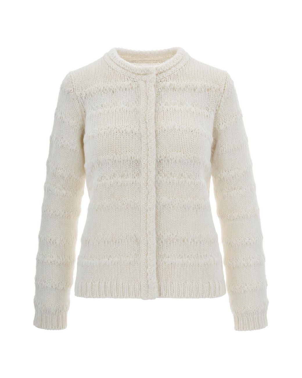 Fabiana Filippi White Cardigan Righe Platinum Micro Pillettes Rafia