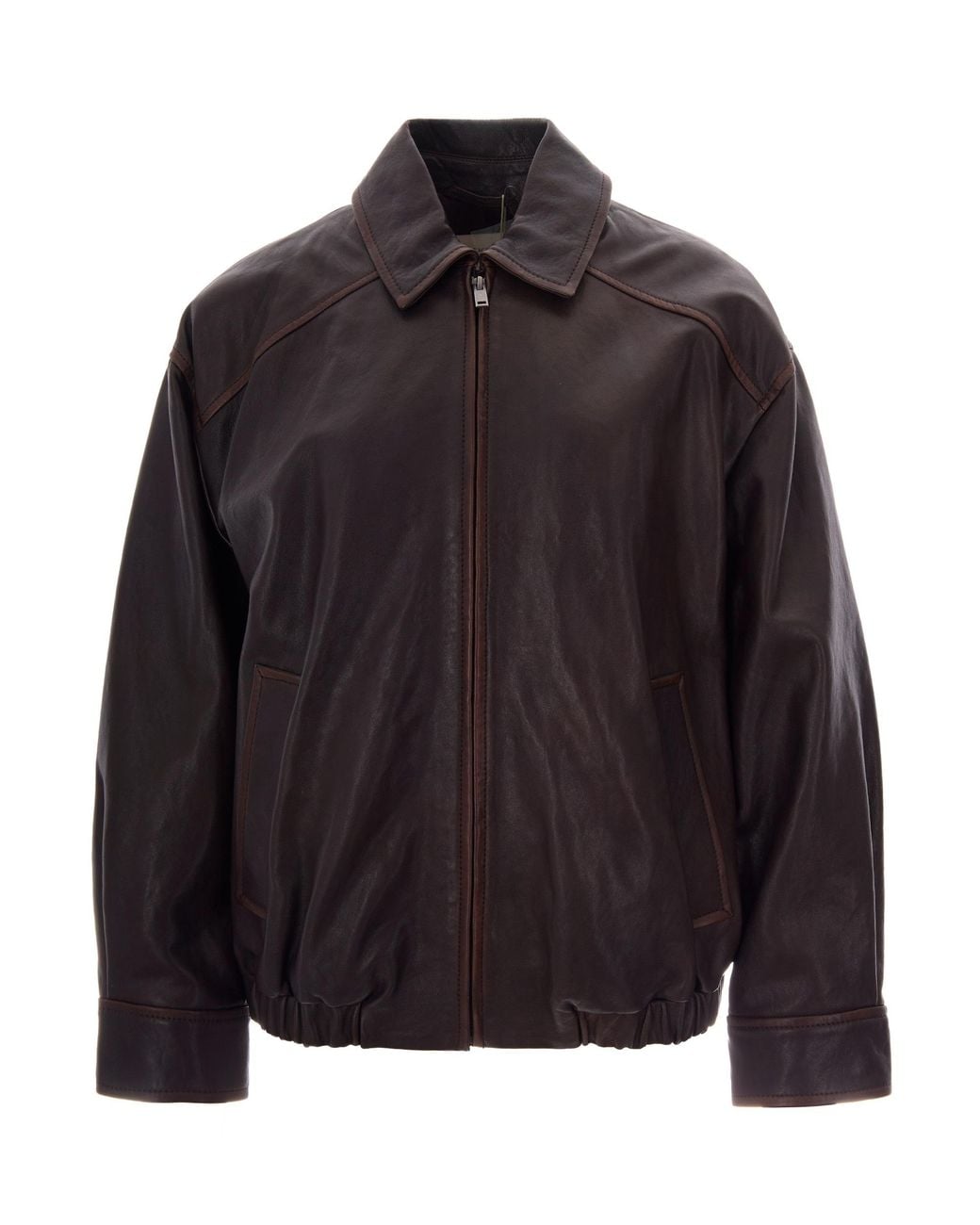 Weekend by Maxmara Black Leather Bomber Jacket