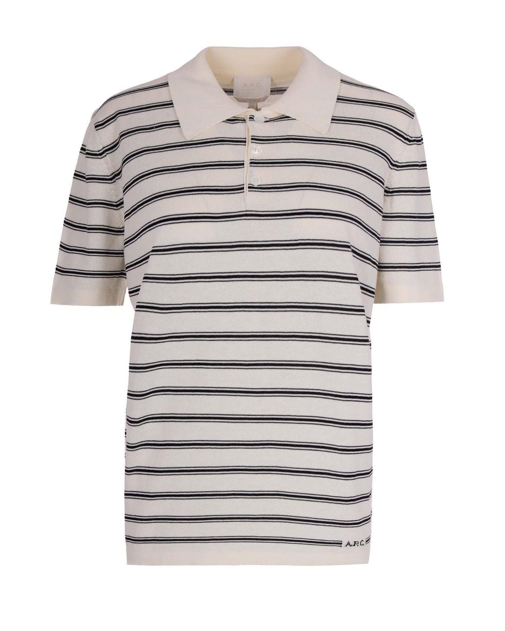 A.P.C. Gray Striped Knit Polo Shirt for men