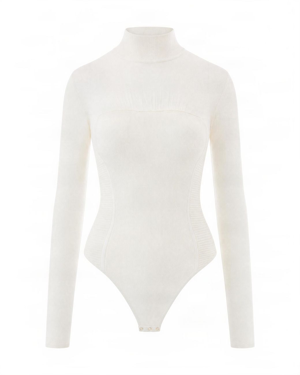 Elisabetta Franchi White Ribbed Turtleneck Bodysuit