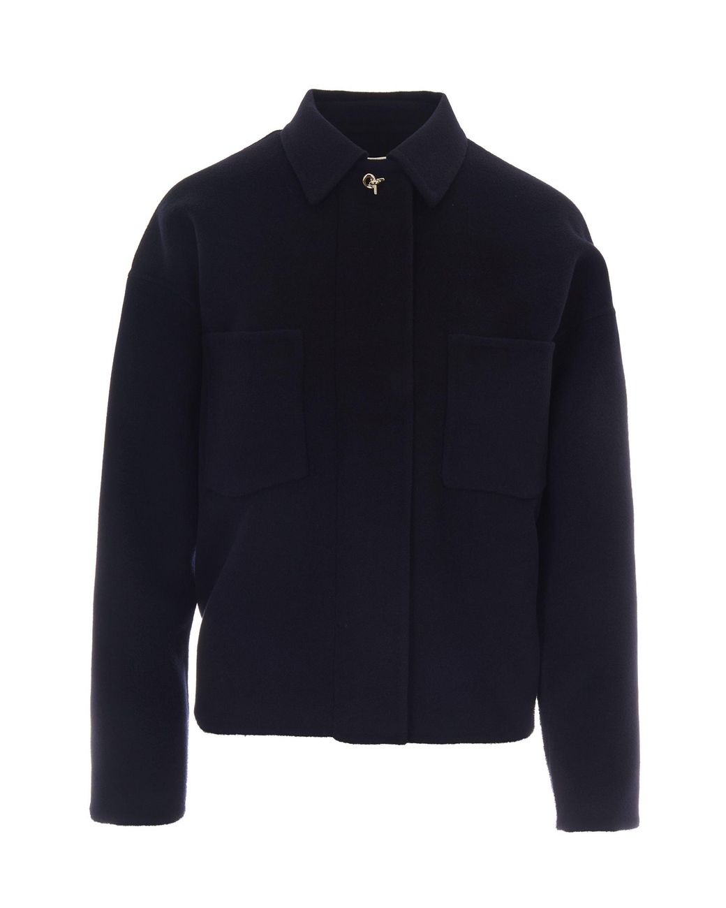 Fabiana Filippi Blue Wool Shirt Jacket With Patch Pockets