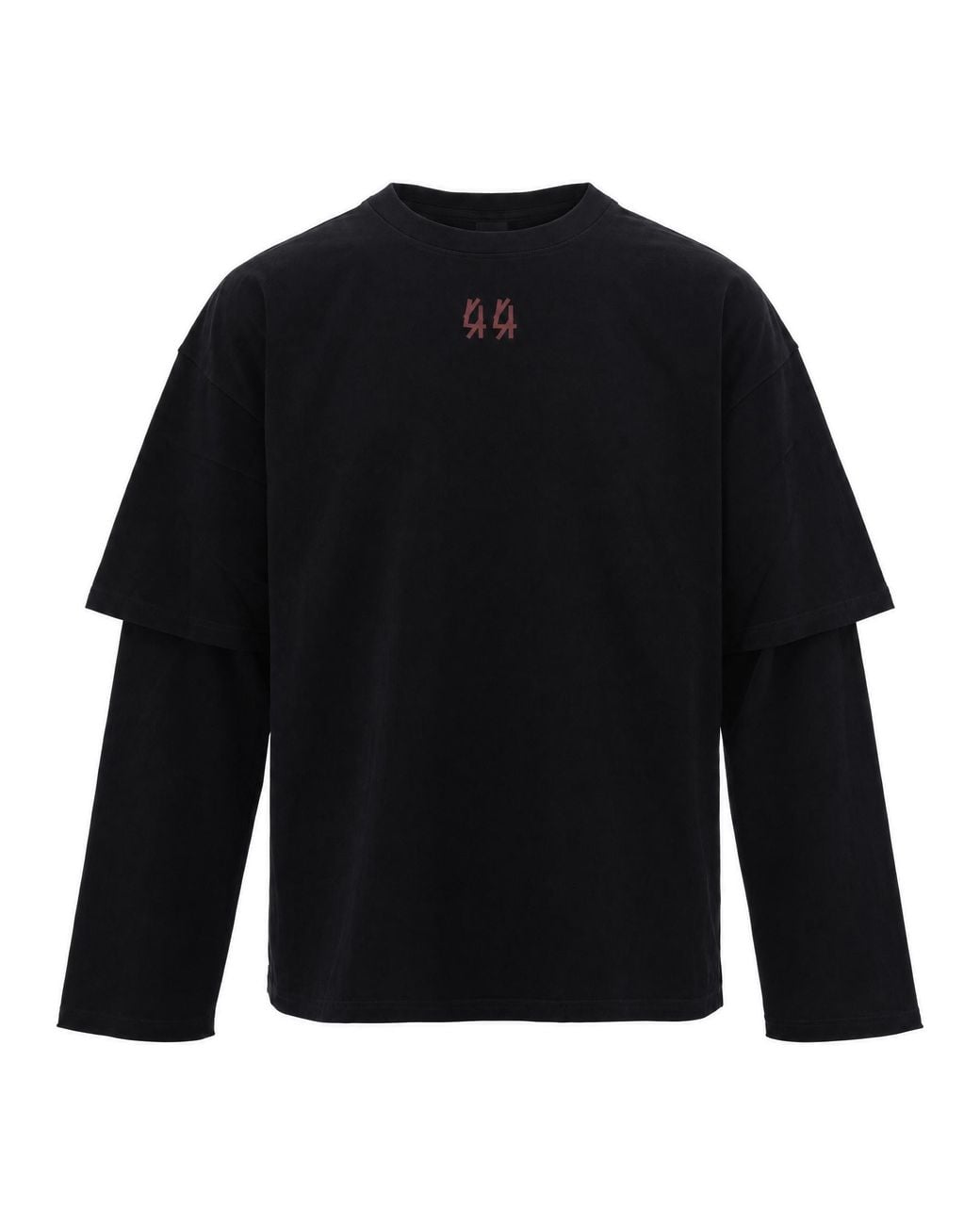 44 Label Group Black T-Shirt Manica Lunga Double for men