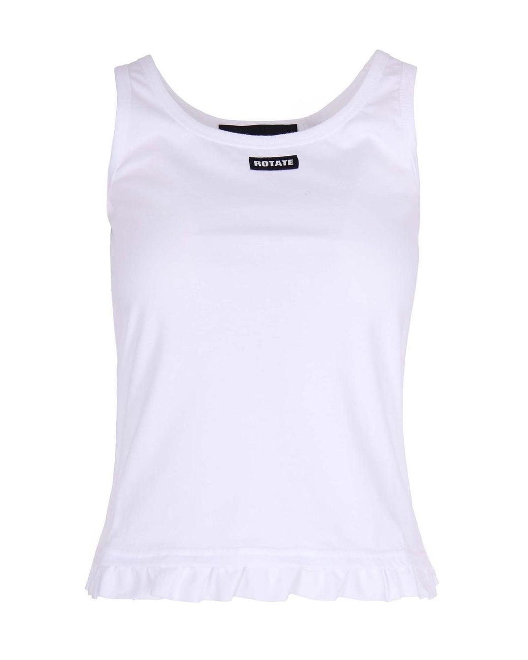 ROTATE BIRGER CHRISTENSEN White Tank Top Ruffle Hem