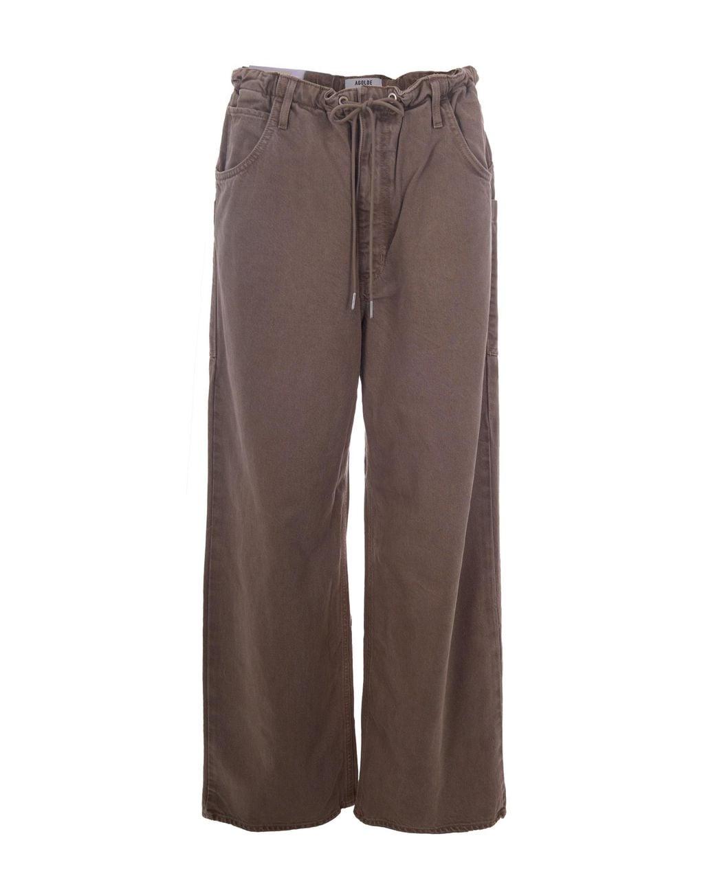Agolde Brown Wide-Leg Pants With Adjustable Drawstring And Modern Silhouette