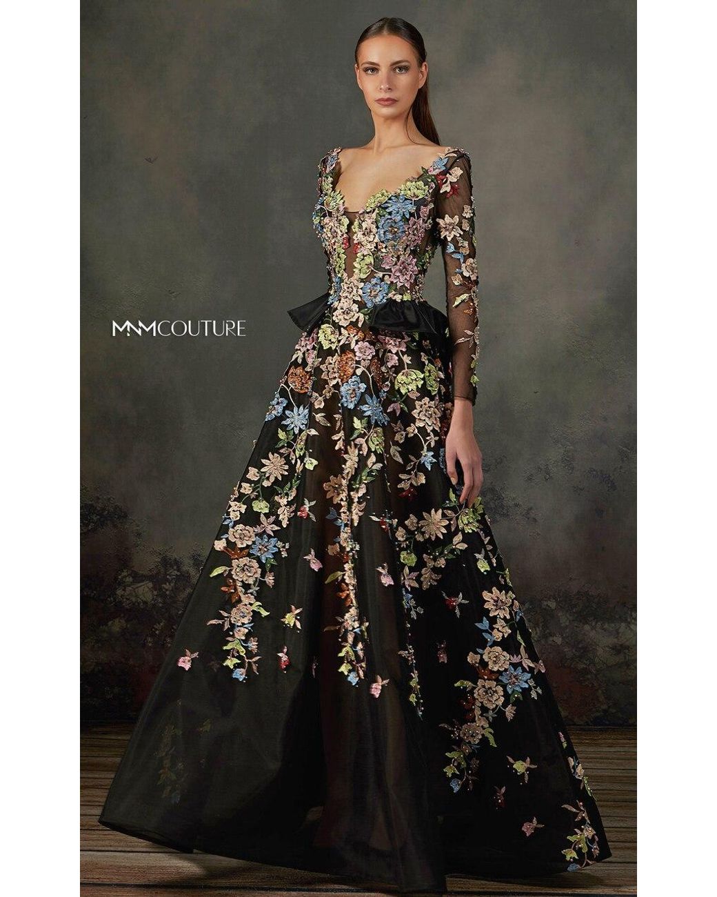 floral applique gown