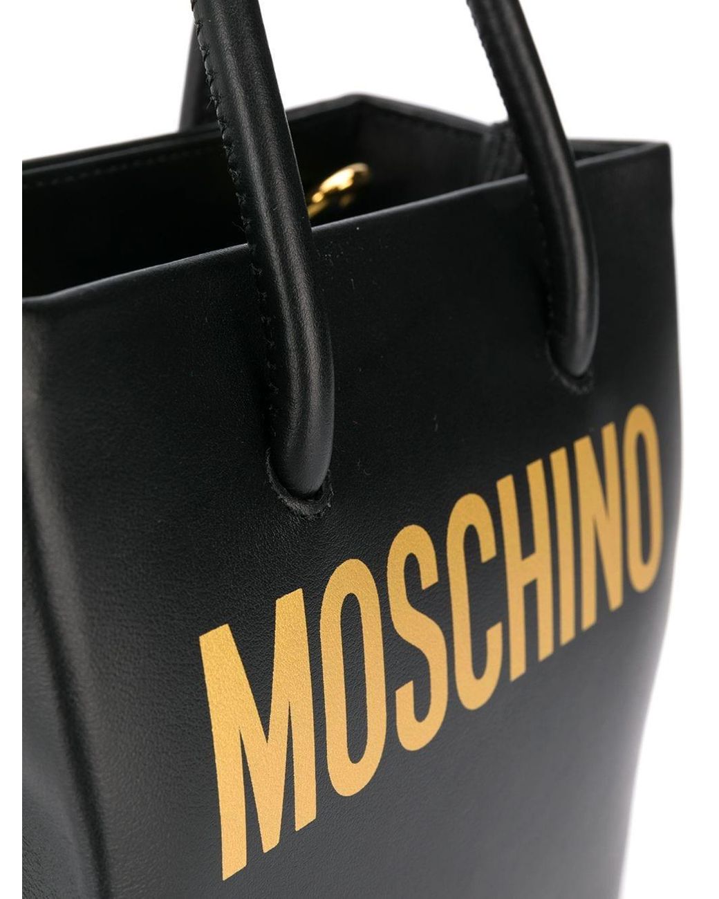 Moschino Leather Mini Logo Tote Bag in Black - Save 57% - Lyst