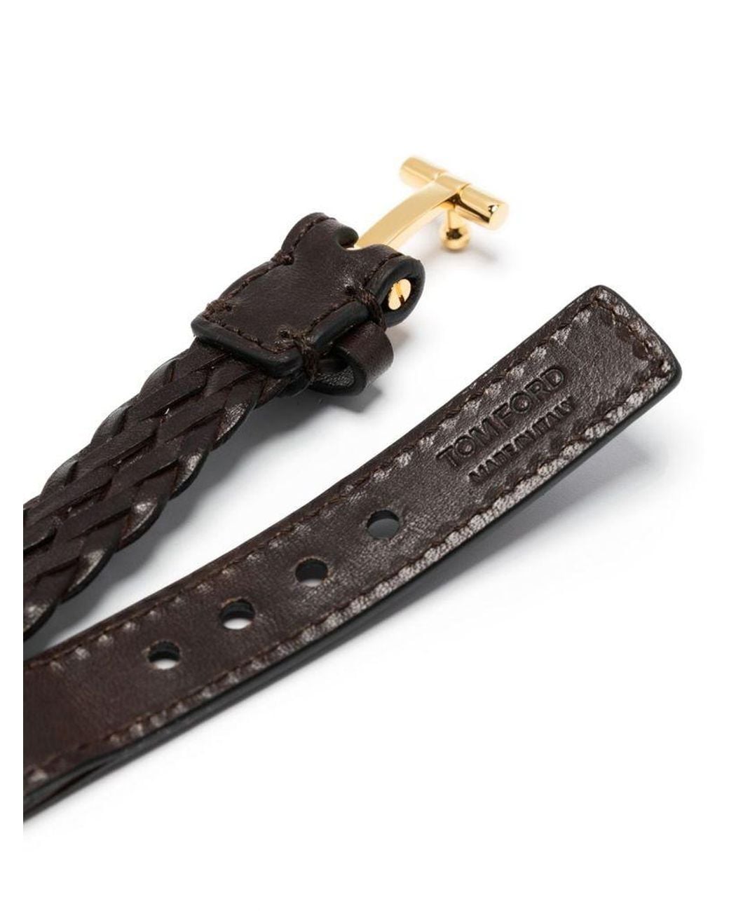 Tom Ford Black Braided Leather Bracelet for men