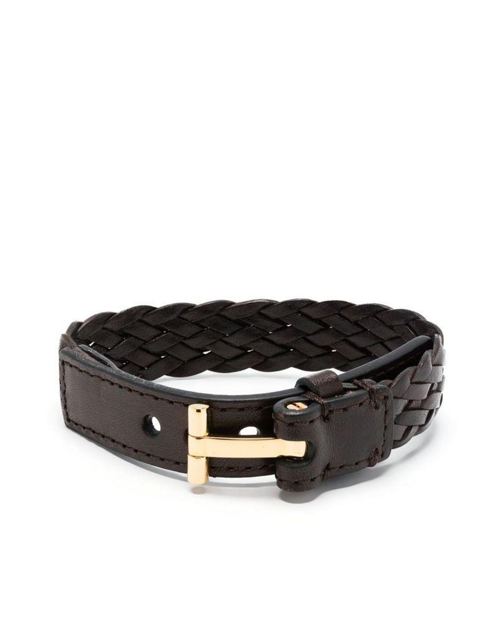 Tom Ford Black Braided Leather Bracelet for men