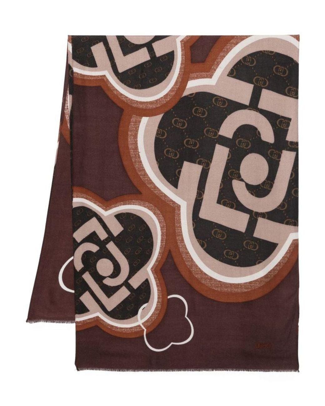 Liu Jo Brown Logo-Plaque Patterned Scarf