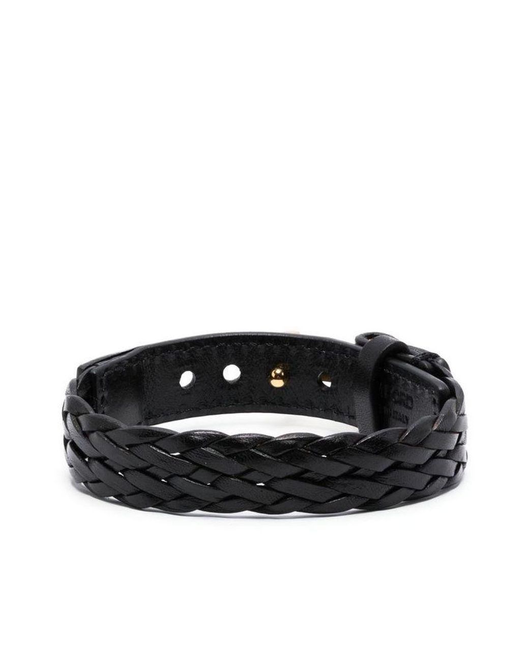 Tom Ford Black Braided Leather Bracelet for men