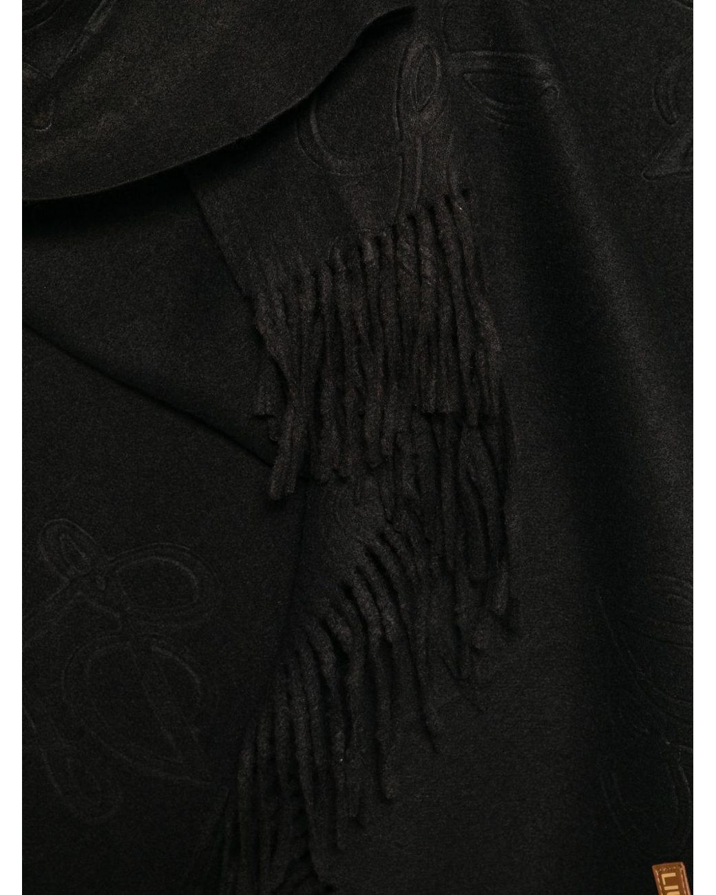 Sciarpa Con Logo Ricamato E Frange di Liu Jo in Black