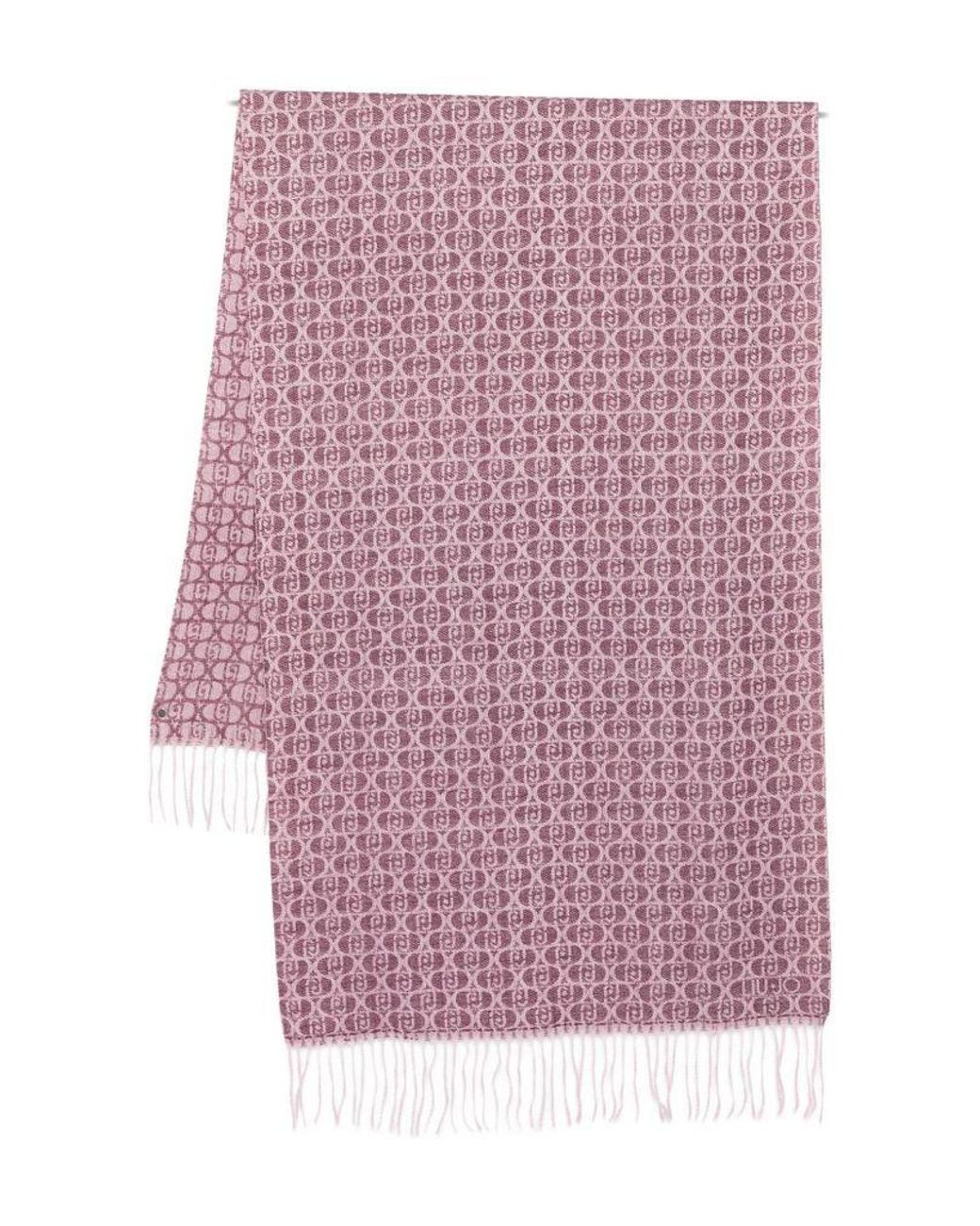 Liu Jo Purple Logo-Pattern Fringed Scarf