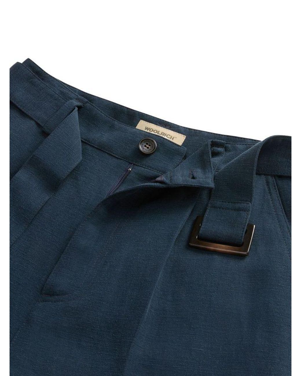 Woolrich Blue Blended Linen Shorts