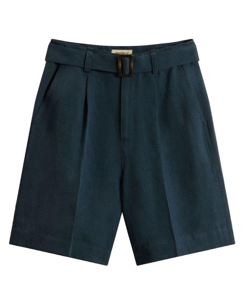 Woolrich Blue Blended Linen Shorts