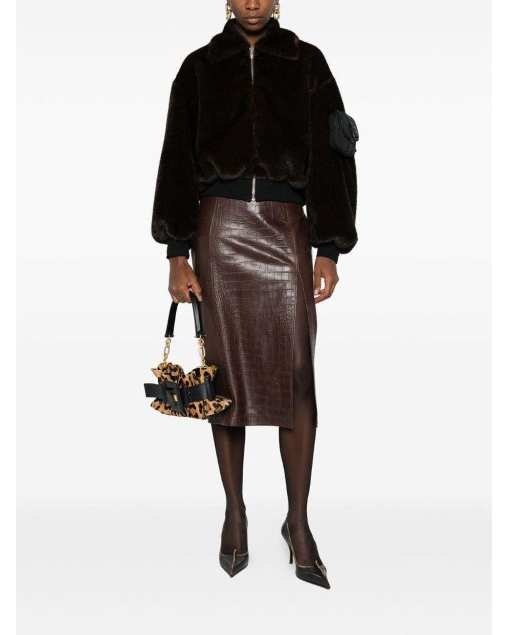 Coperni Black Faux Fur Bomber Jacket With Zip