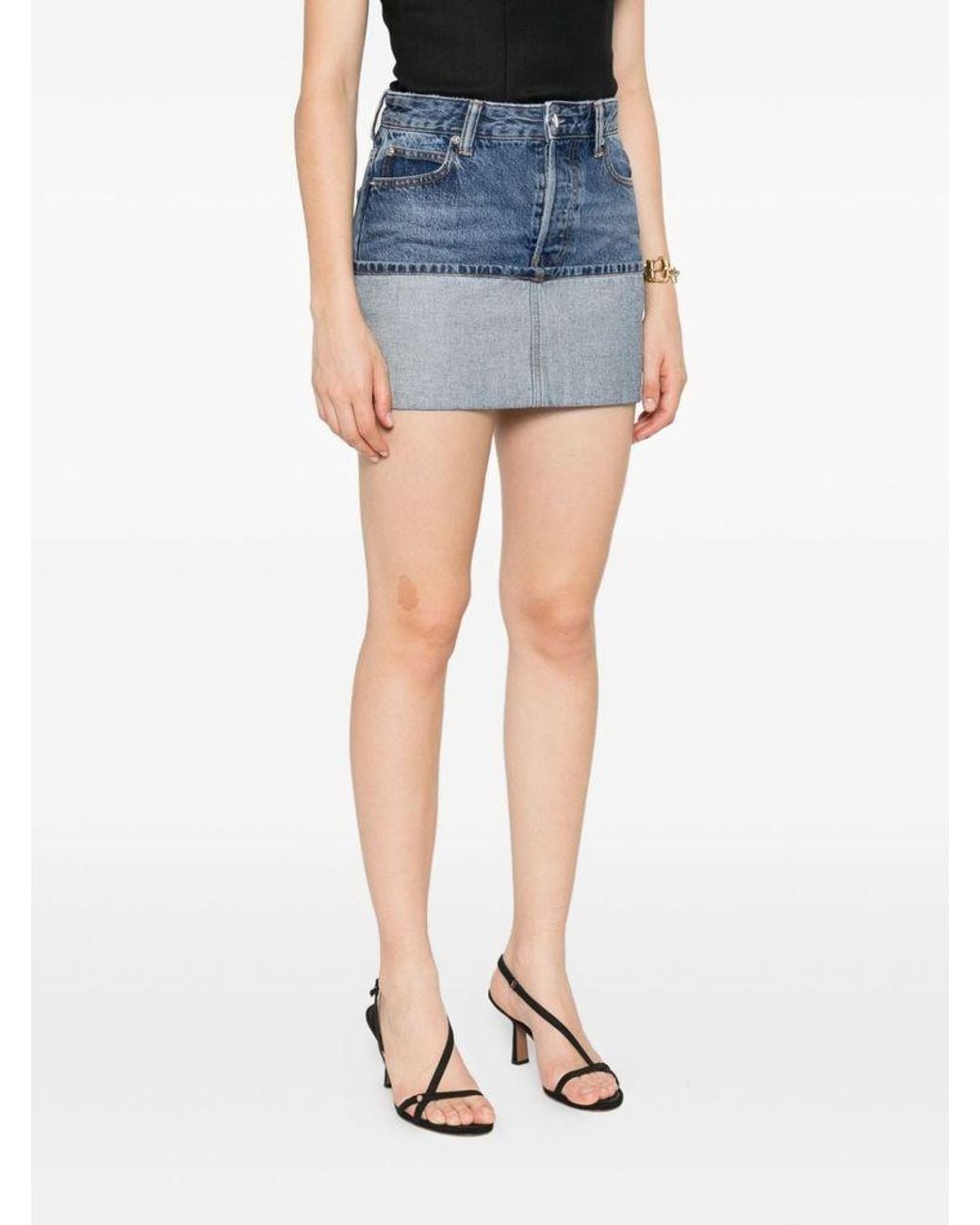 Alexander Wang Blue Light Denim Mini Skirt With Flap