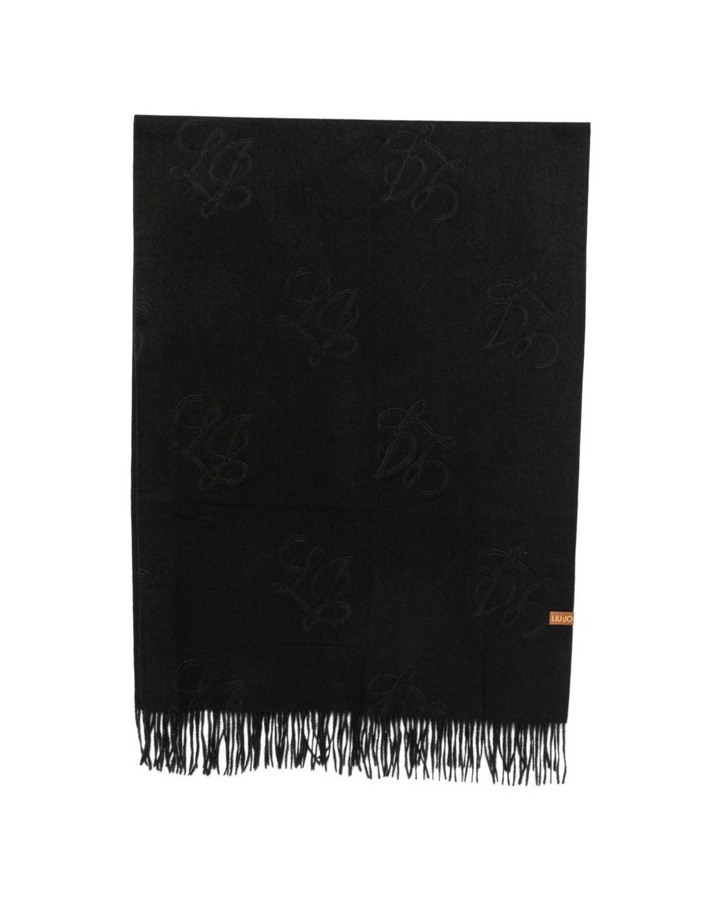 Sciarpa Con Logo Ricamato E Frange di Liu Jo in Black