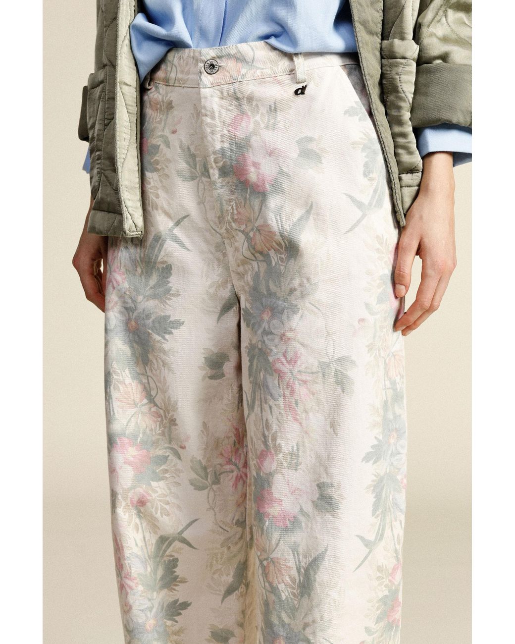 Pantalon Palazzo Imprimé Fleuri Taille Haute Dixie en coloris White