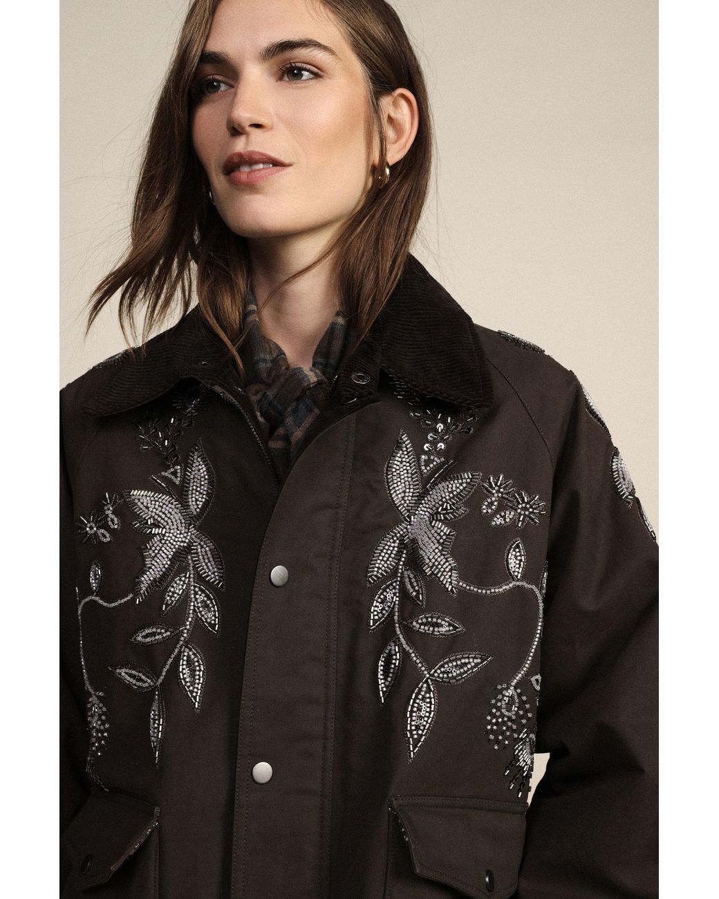 Parkas À Broderie Florale Et Poches Plaquées Dixie en coloris Black