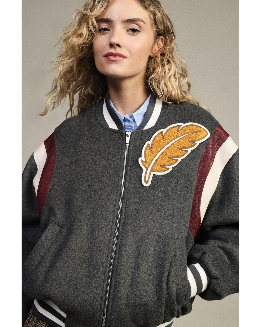 Bomber Con Patch Piuma E Dettagli A Contrasto di Dixie in Black