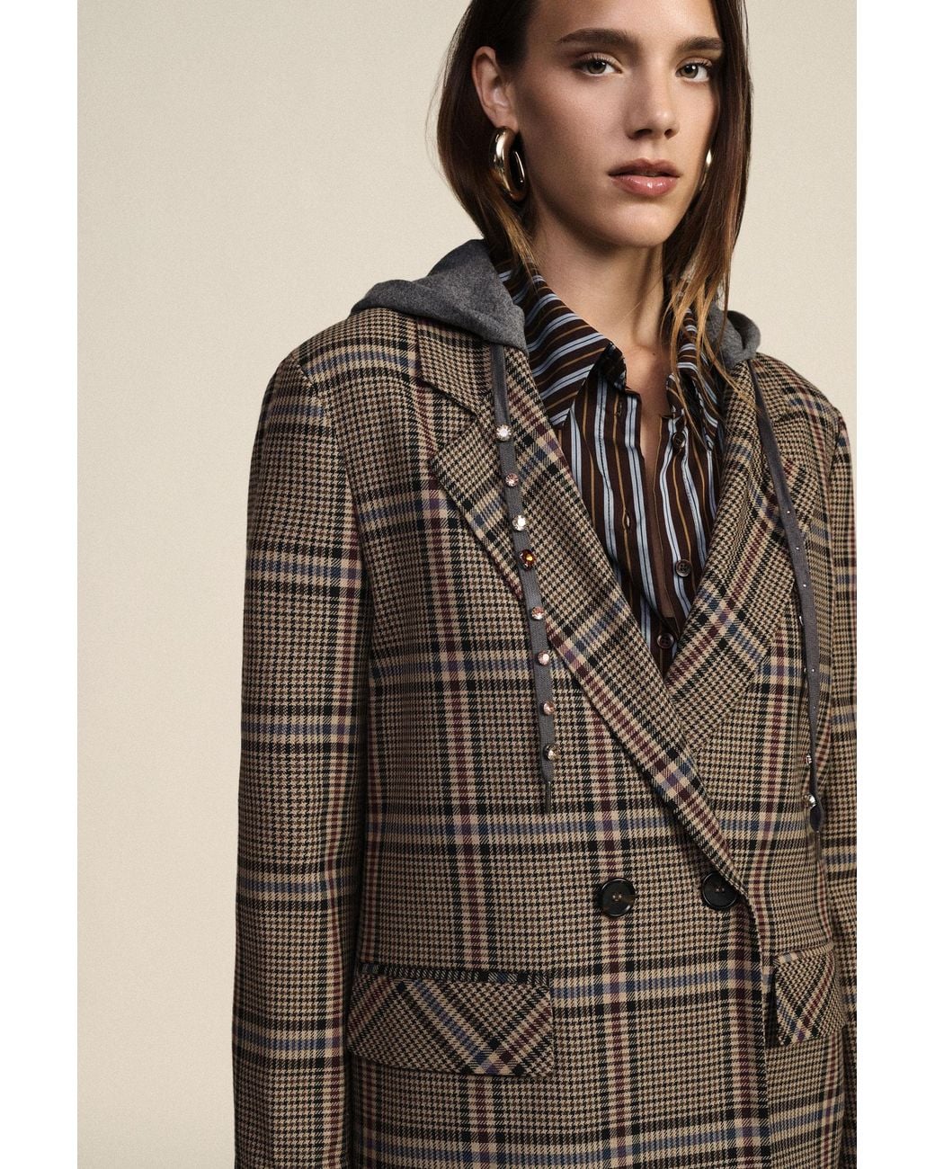 Blazer Croisé À Capuche Et Motif À Carreaux Dixie en coloris Red