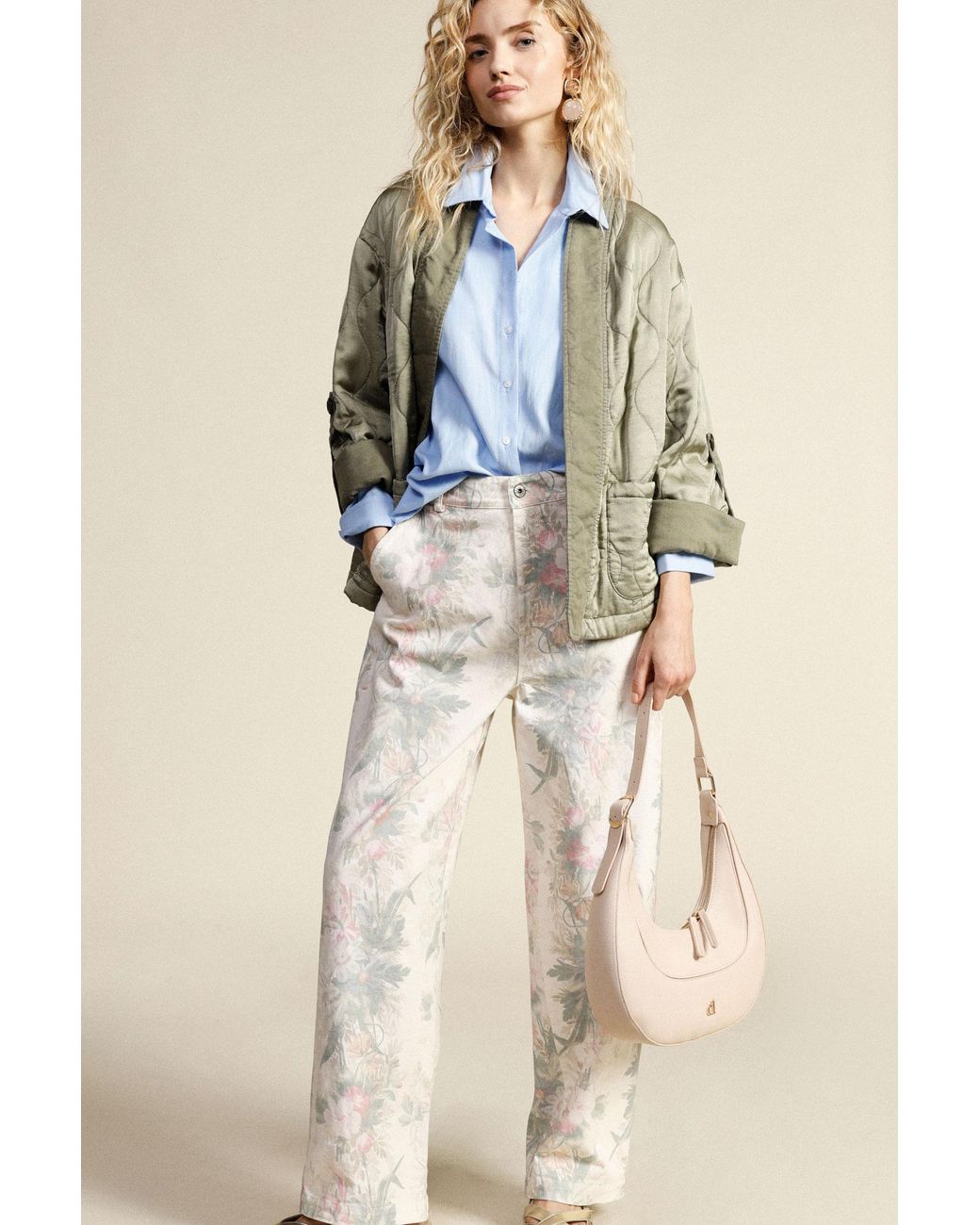 Pantalon Palazzo Imprimé Fleuri Taille Haute Dixie en coloris White