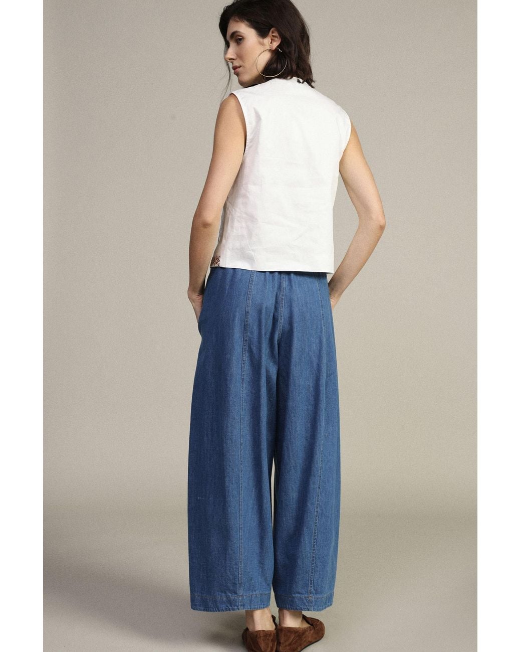 Pantalon Palazzo Large Taille Haute À Cordon Dixie en coloris Blue