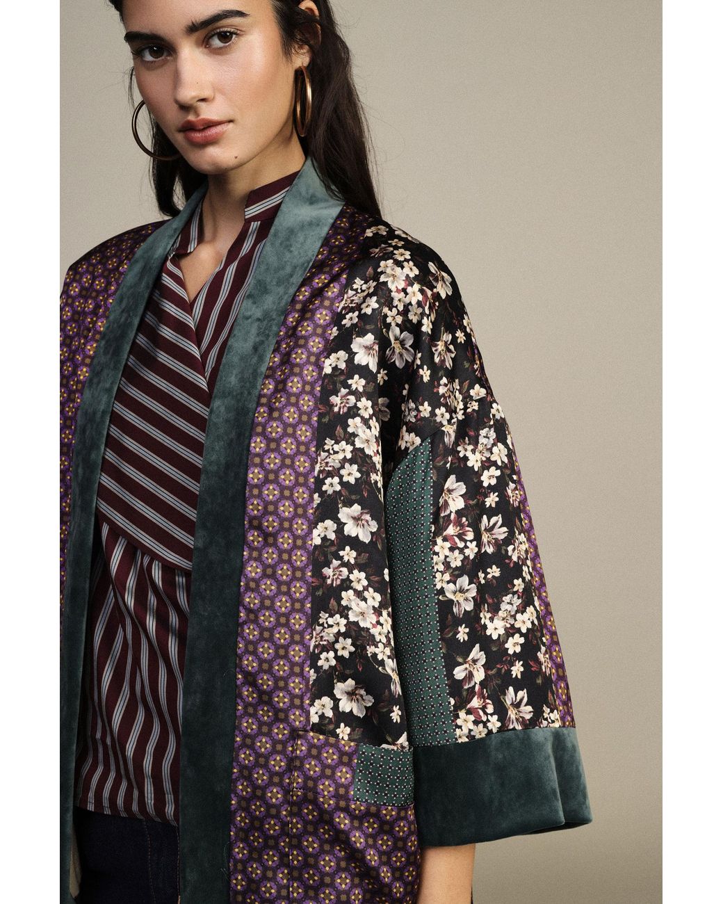 Cappotto Duster Patchwork Fantasia Floreale E Geometrica di Dixie in Multicolor