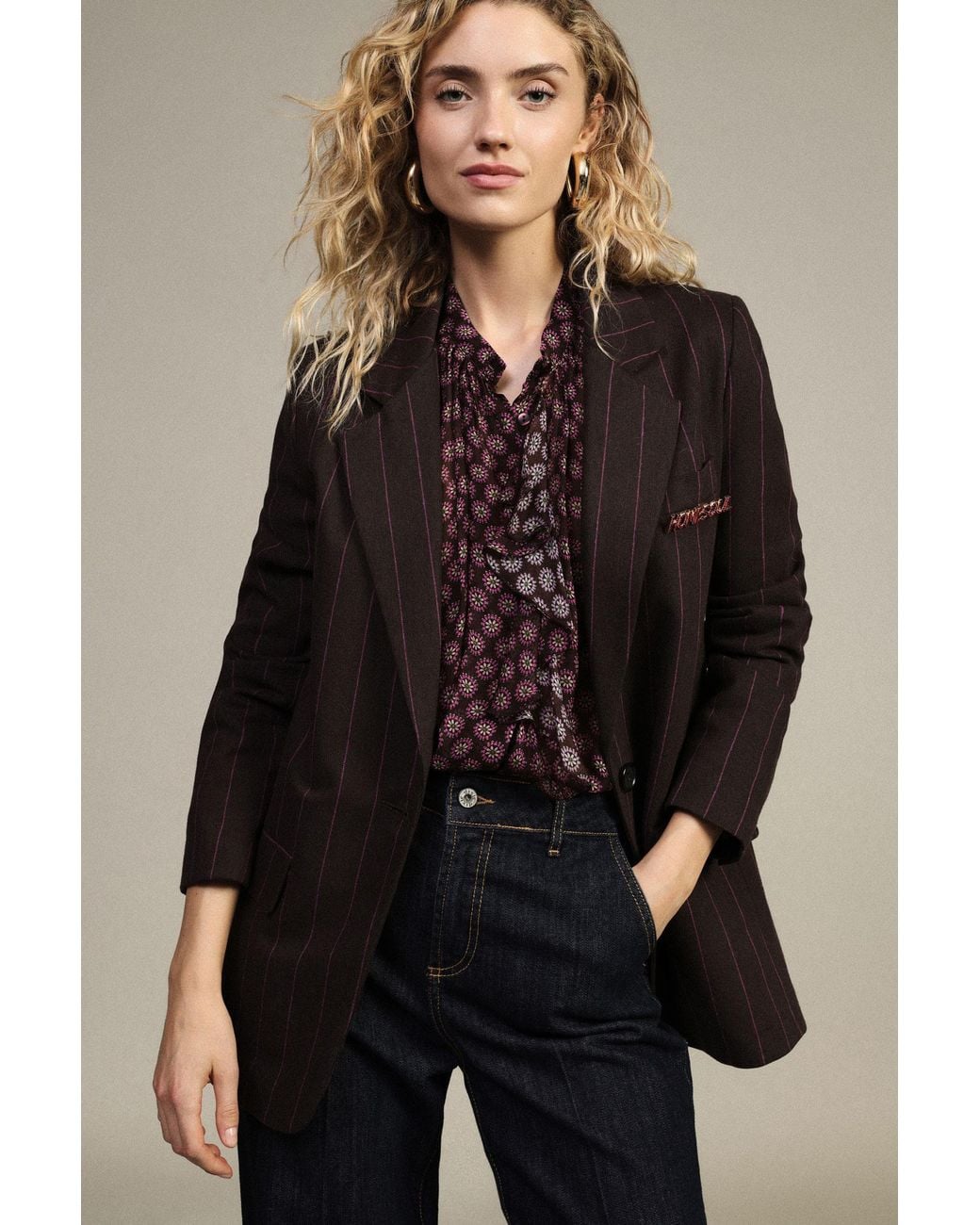 Blazer Rayé Fermeture Simple Et Poches À Rabat Dixie en coloris Brown