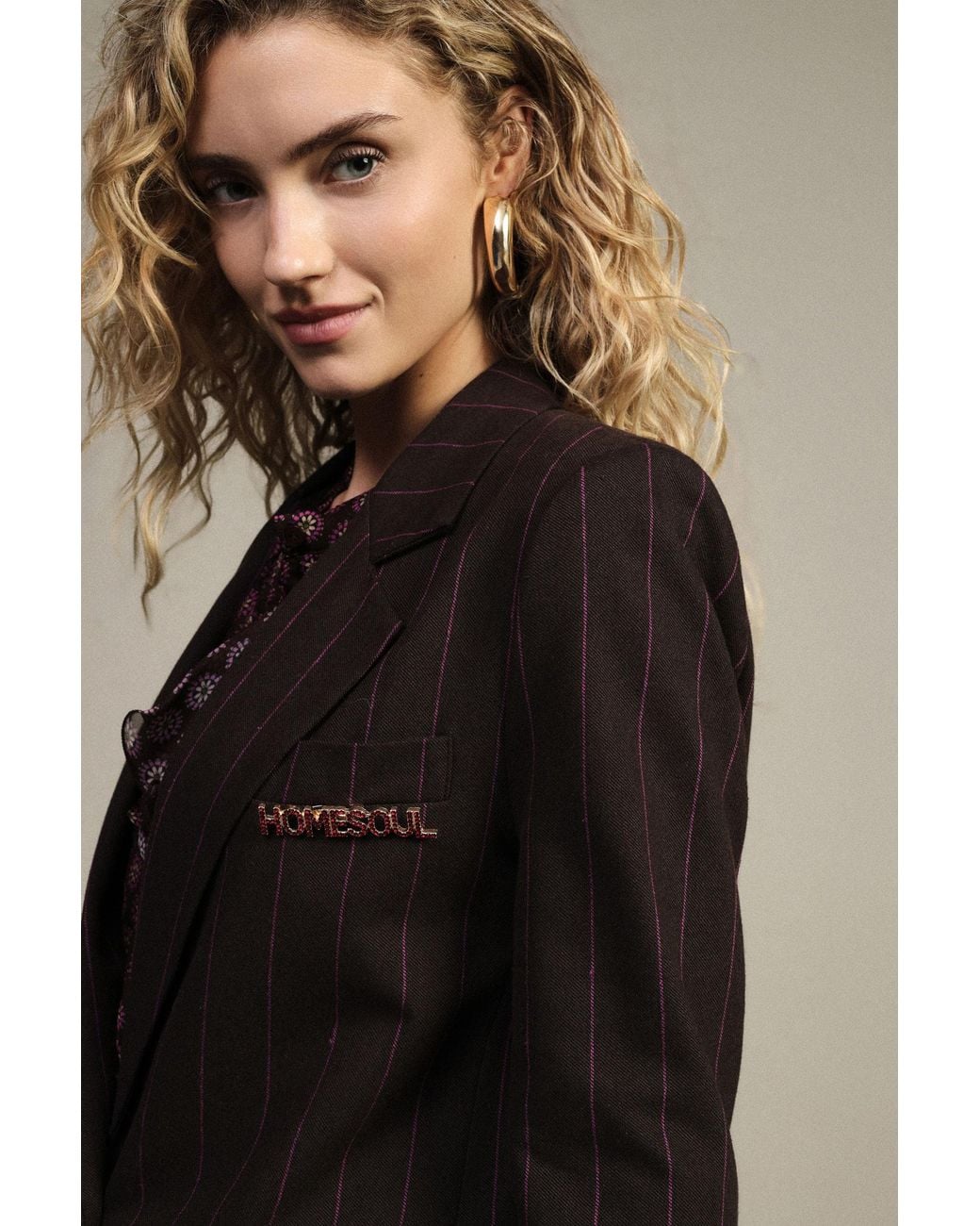Blazer Rayé Fermeture Simple Et Poches À Rabat Dixie en coloris Brown