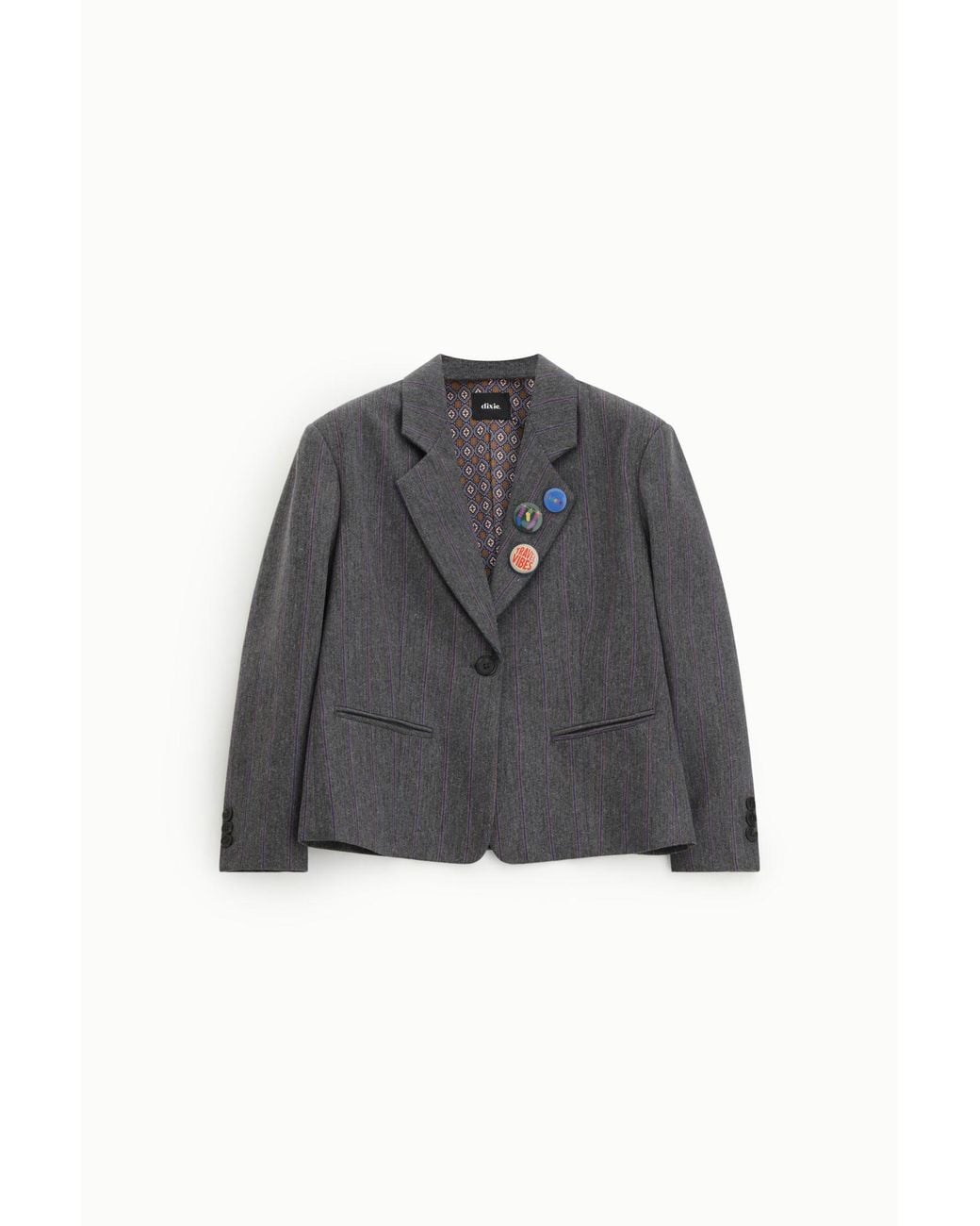 Blazer À Boutons Et Badges Décoratifs Motif Rayé Dixie en coloris Black